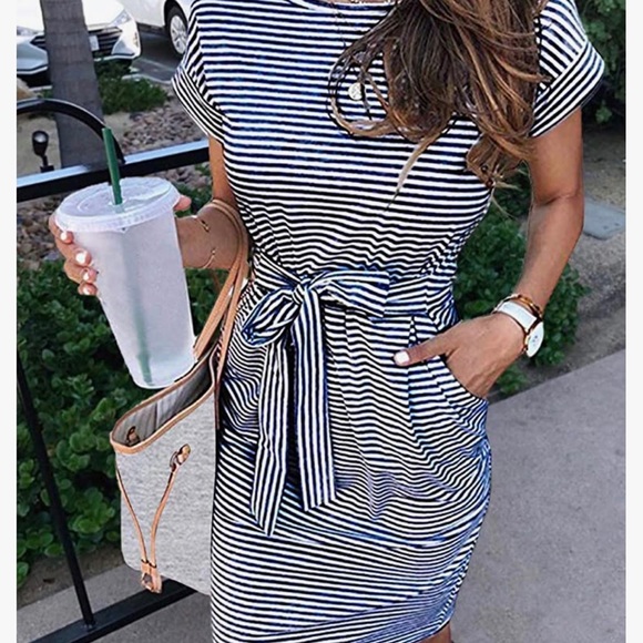 NWT Summer dress ( Color: A-navy green and white) - Picture 2 of 8